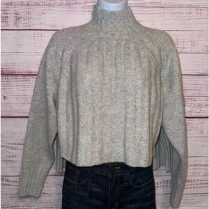 &Merci Wide Ribbed Mock Turtle Neck Sweater